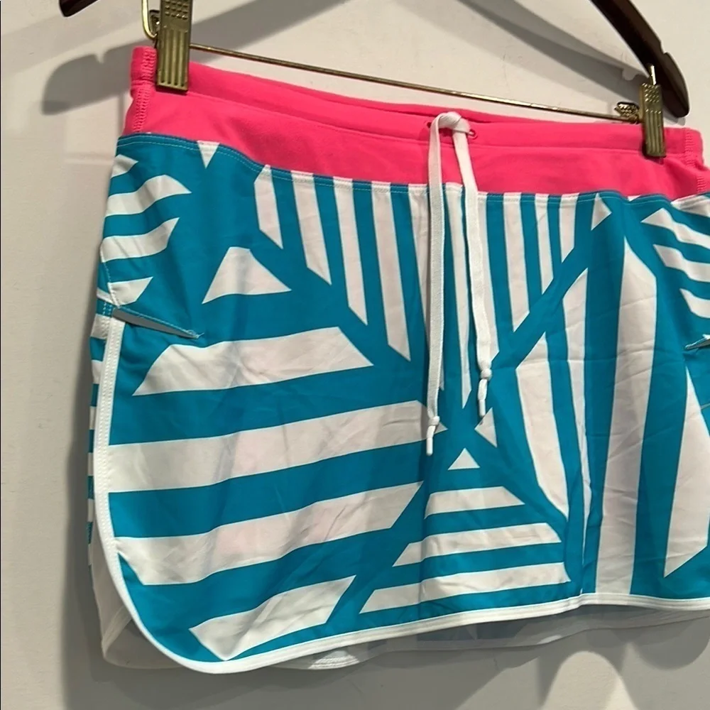 Nike neon Pink Blue Geometric print Women's tennis gold Skort medium women’s